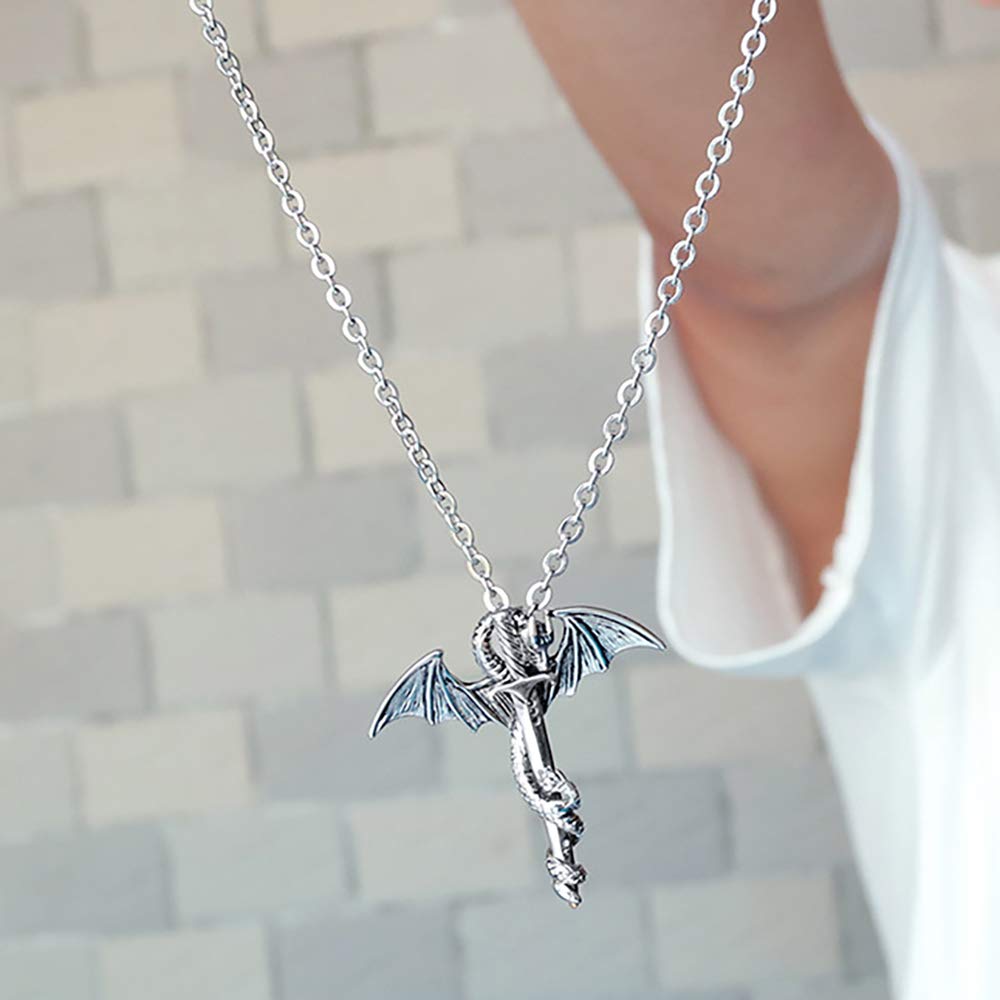 Dragon Dagger Necklace for Men or Women Stainless Steel Punk