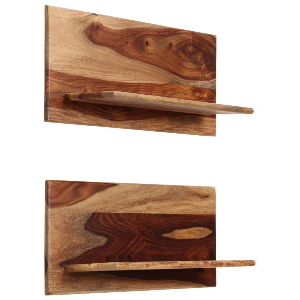 Mensole in Legno Massello di Acacia 2 Pezzi Mensole da Parete 58x26x20 cm per Libri Decorazioni Rustiche Manufatto Artigianale per Soggiorno Bagno Cucina