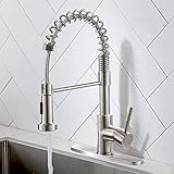 VCCUCINE Stainless Steel Kitchen Faucet, Farmhouse Kitchen Faucet with Pull Down Sprayer, Brushed Ni