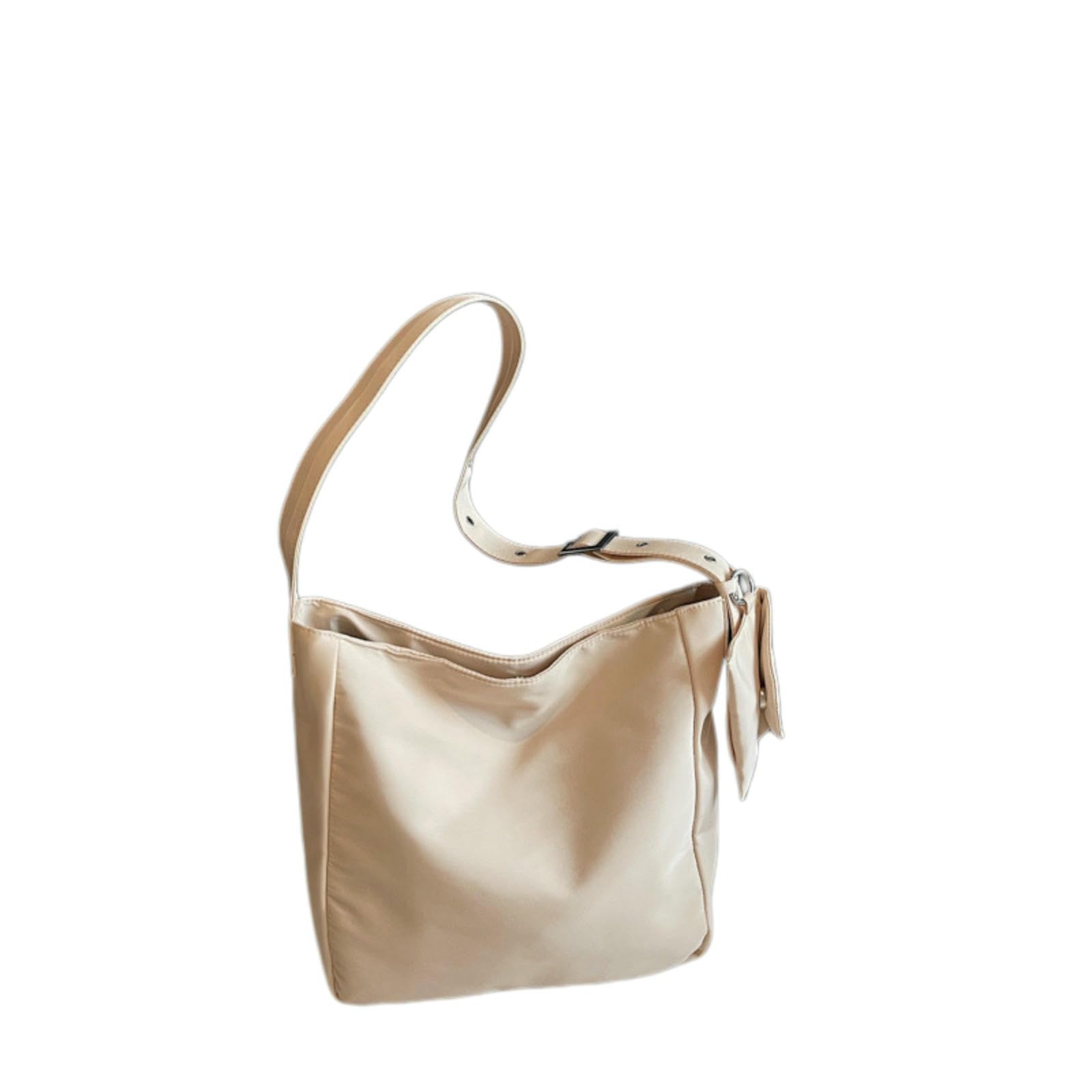 Bolso bandolera grande de diseño retro y superficie suave blanquecina de alta elegancia
