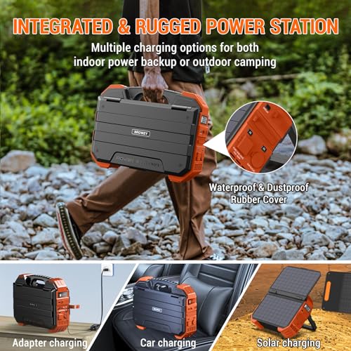 BROWEY Portable Power Station 1000W with Built-in Solar Panel, 614WH/192000mAh LiFePO4 Battery Pack, Solar Generator with AC/DC/USB/PD Outputs for Outdoor Camping, RV Travel, Emergency Preparedness - Image 5