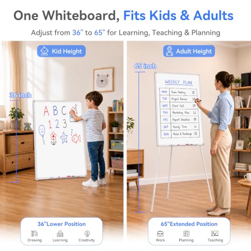 Maxtek Easel Whiteboard 36 x 24 in, Stand Tripod with Height Adjustable - Image 3