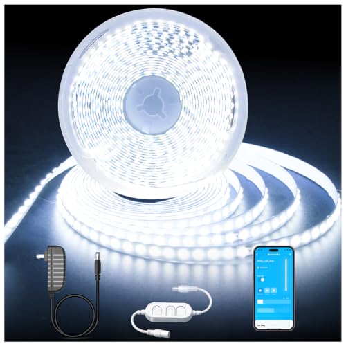 Image of DAYBETTER COB LED Strip Light Daylight White, 32.8 ft Dimmable 6500K Super Bright White Led Lights, 24V Flexible LED Tape Light for Bedroom, Kitchen, DIY Lighting