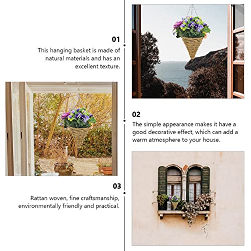 Doitool 2Pcs Rattan Hanging Planter Baskets Cone Shaped Woven Hanging Flower Pot Wicker Ceiling Plant Pot Wall Flower Baskets For Indoor Outdoor Home Garden Decoration #TOP7