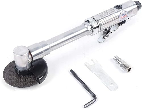 Amoladora angular de aire con mango largo, regulación de velocidad continua de 18000 RPM, cuchilla de corte de 3 "75 mm y cubierta de metal de 180