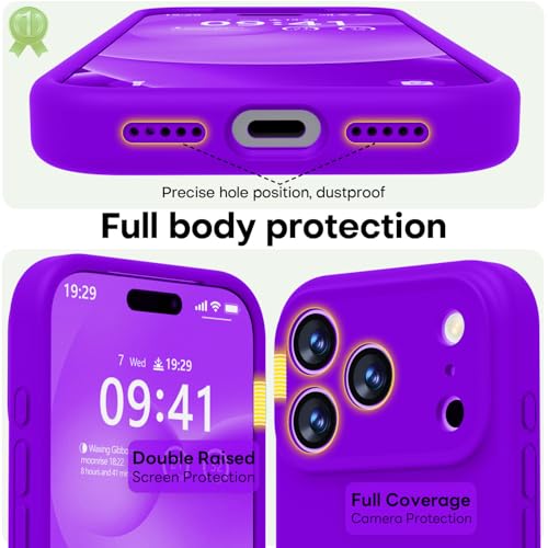 Image of LOVE 3000 Designed for iPhone 17 Pro Case, Premium Silicone [Compatible with Magsafe][Soft Anti-Scratch Microfiber Lining] Shockproof Protective Phone Case for Men Women 6.3 inch, Neon Purple