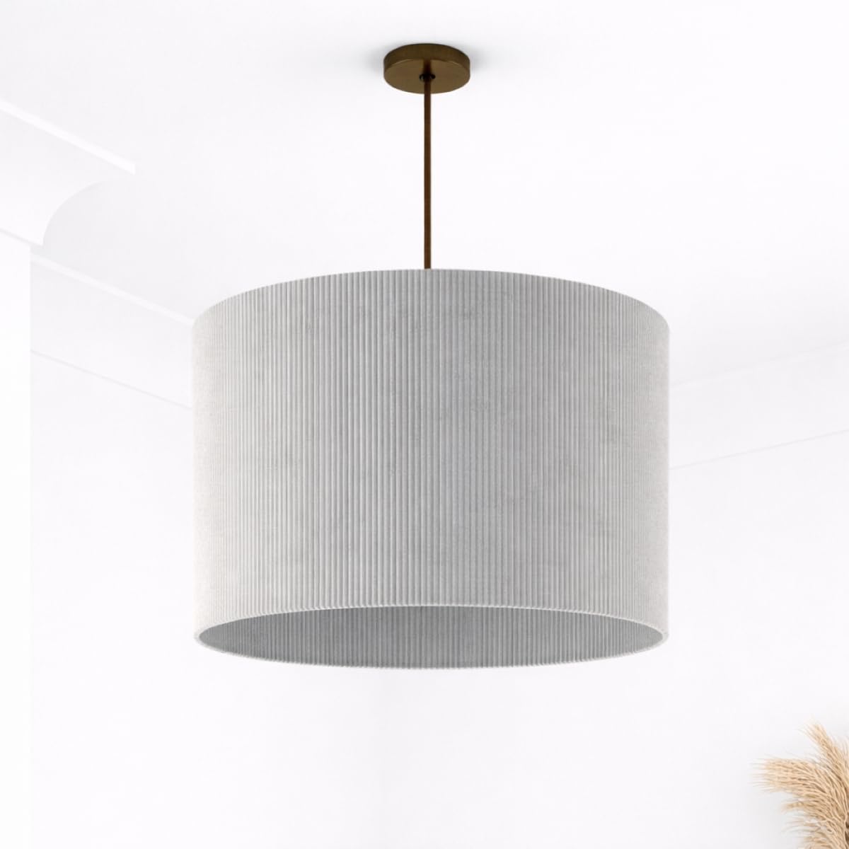 CGC Lighting Indoor Ceiling Lampshade Corduroy 30cm Matching Silk Inner (Grey Corduroy)