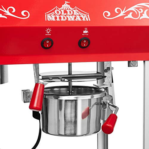 Image of Olde Midway Bar Style Popcorn Machine Maker Popper with 6-Ounce Kettle - Red