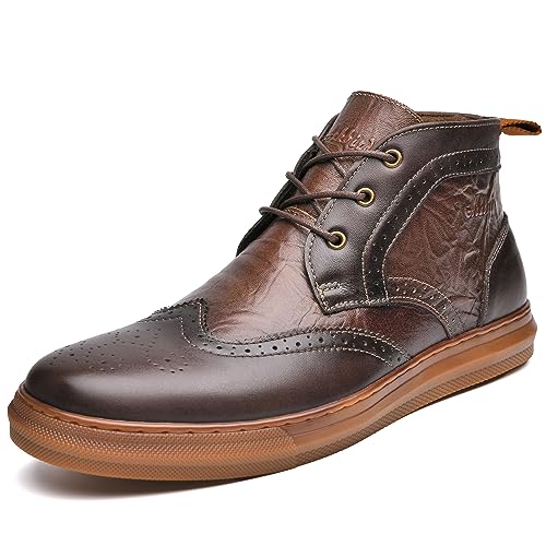 Image of Arkbird Men's Casual Leather Chukka Boots, Mid-Top Sneaker Boots for Men, Khaki, Size 7