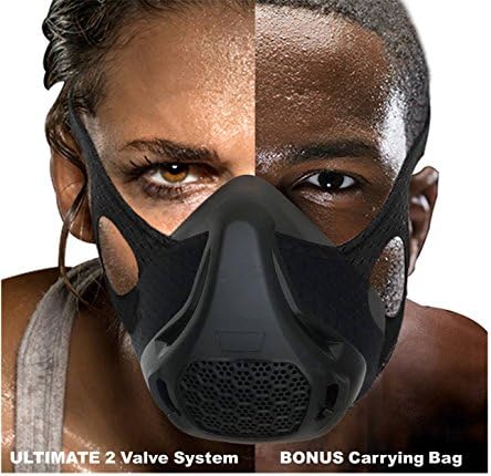 Warrior Elite Sports Training Mask – High Altitude Simulation Workout - Elevation Athletic Air Hypoxic Resistance Exercise – 16 Breathing Levels for Running Cardio Fitness - Men Women Black