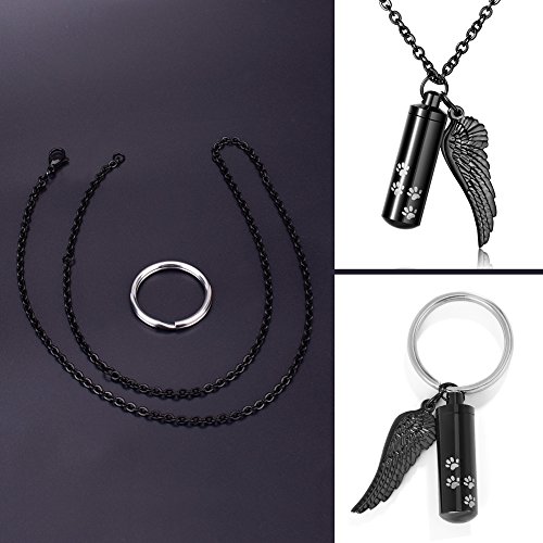 Xiuda Dog Ashes Necklace Cylinder With Angel Wing Charm Urn Necklaces Pendant Cremation Jewelry #TOP1