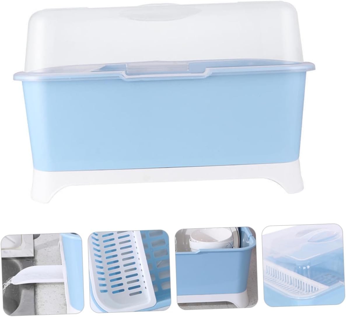 PRETYZOOM Kitchen Dish Box with Transparent Cover Tableware Storage for Cutlery Bowls and Plates Capacity Kitchen Storage for Countertop Organization