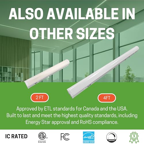 Tira LED lineal 4ft 40W con batería de emergencia 4 unidades miniatura 5