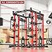 Smith Machine with Cable Crossover System, Multi-Function Power Cage Squat Rack for Home Gym, Power Rack and Packages Weight Sets. (Red, L04-Smith Machine+Bench+(Pole+Color BP) 260LBS)