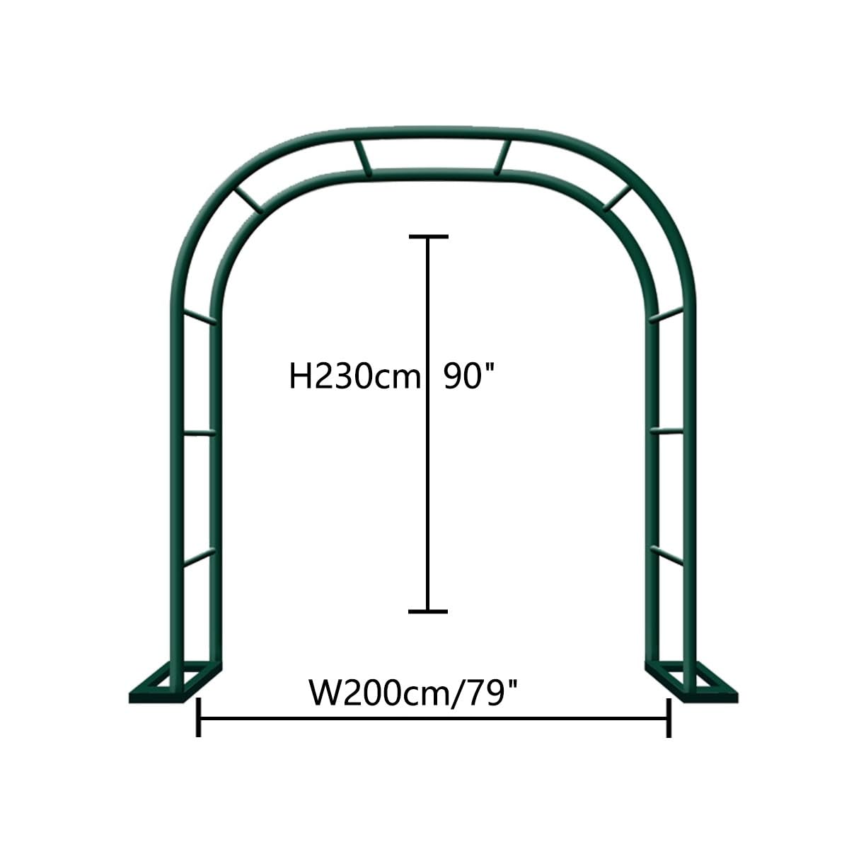 Metalowa altana ogrodowa do roślin pnących, róż i winorośli, pergola na zewnątrz, łuk z podstawą, na imprezy i dekoracje, 200 cm szerokości x 240 cm wysokości (czarna)