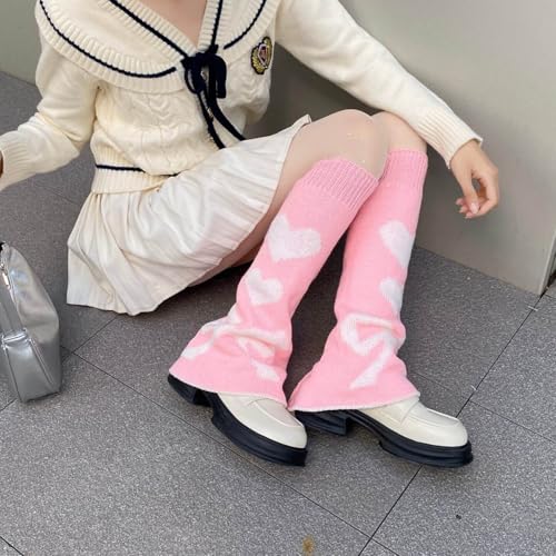Image of WODECASA Girls Kawaii Leg Warmers Knitted Flared Leg Sleeves Goth Crochet Baggy Cuff Ankle Heap Socks