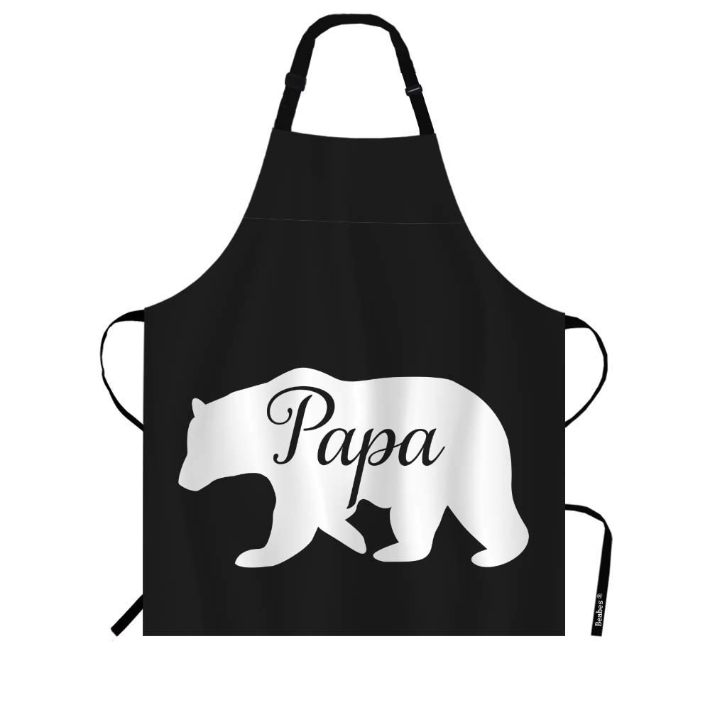 Beabes Papa Polar Bear Apron Cartoon Animal Father Paw Walk Abstract Royalty Beast Bib Apron for Home Kitchen Cooking Baking BBQ Chef Waitress with Adjustable Neck 27"x31"