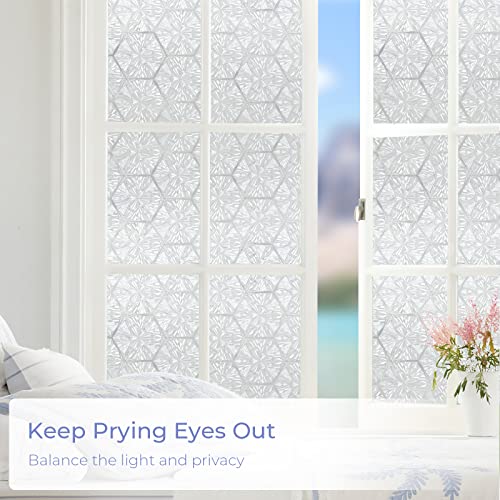 Sunbaby Window Film Privacy Decorative: 3D Window Privacy Film Stained Glass Window Film Frosted Glass Window Film Sun Blocking (17.7 * 78.7 Inch) #TOP5