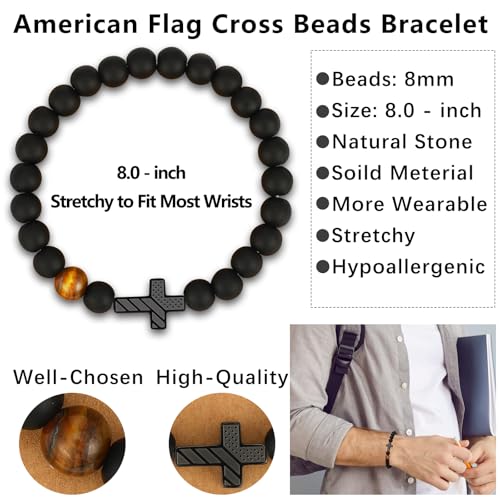Pulsera Cruz Gnamy Bandera Americana para Hombre miniatura 5