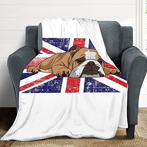 British Bulldog English Bulldog Pattern Flannel Fluffy Full Fleece Luxury Throw Blanket Plush Soft Cozy Quilt Nursery Bedding Decor Bedroom Decorations Wearable 80''X60''(Adults) #TOP4