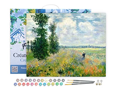 Peinture par numéro Monet champ de coquelicots sur toile 40x50cm avec cadre Figured'Art