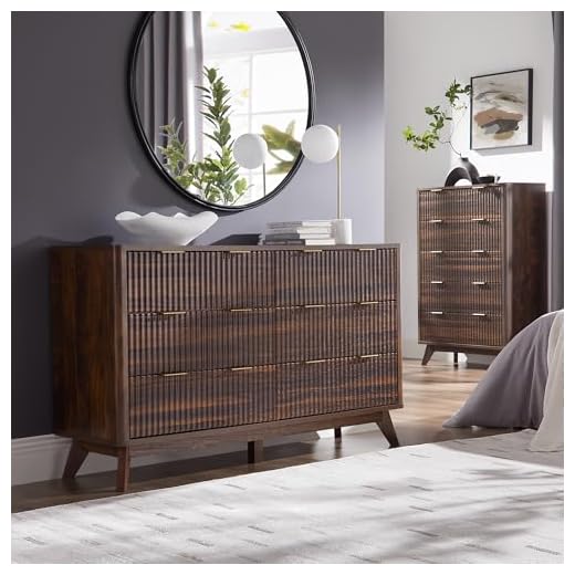 T4TREAM Modern 6-Drawer Dresser in Dark Walnut
