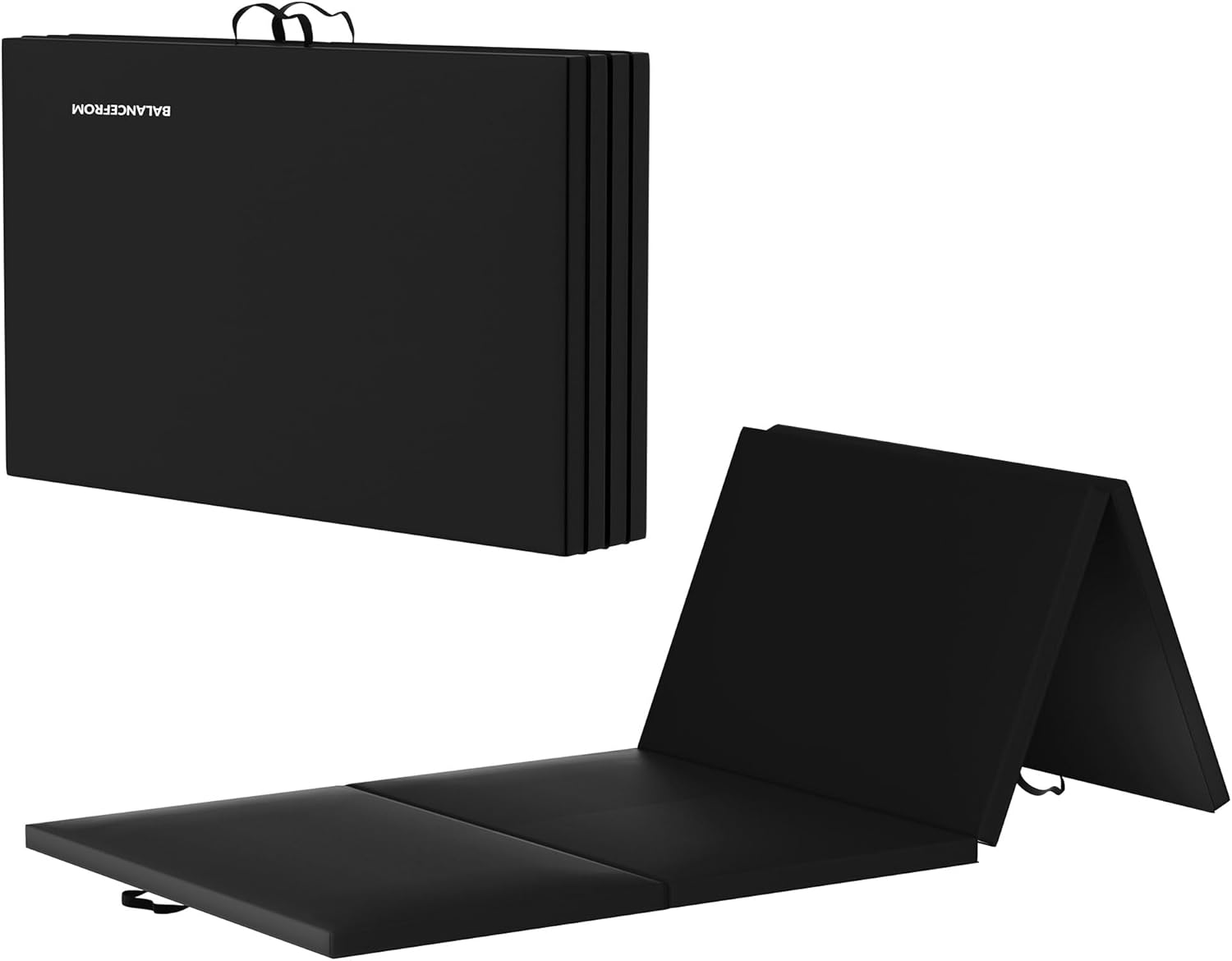 BalanceFrom 8x4 Feet 4-Panel Folding Gymnastics Mat – 2-Inch Thick Pad with Vinyl Surface and Carrying Handles for Tumbling, Yoga, Pilates, Home Workouts, and Martial Arts