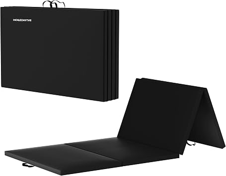 BalanceFrom 8x4 Feet 4-Panel Folding Gymnastics Mat 2-Inch Thick Pad with Vinyl Surface and Carrying Handles for Tumbling, Yoga, Pilates, Home Workouts, and Martial Arts