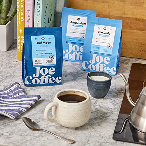 Joe Coffee Company, Half Decaf Half Regular Coffee Beans, Medium Roast, Chemical Free Decaffeination Process, Whole Bean, 12 Oz Bag #TOP3