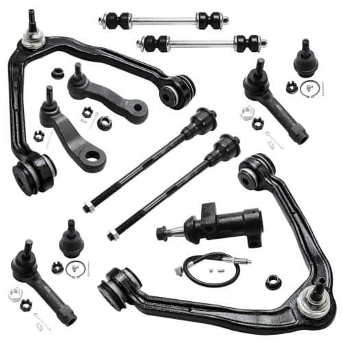 Image of Detroit Axle - 13pc Front End Kit for 1999-2006 Chevy Silverado 1500 Sierra | 1500 Avalanche Suburban Yukon XL 1500 Tahoe Escalade, Upper Control Arm Lower Ball Joint Sway Bar Tie Rod Pitman Idler Arm