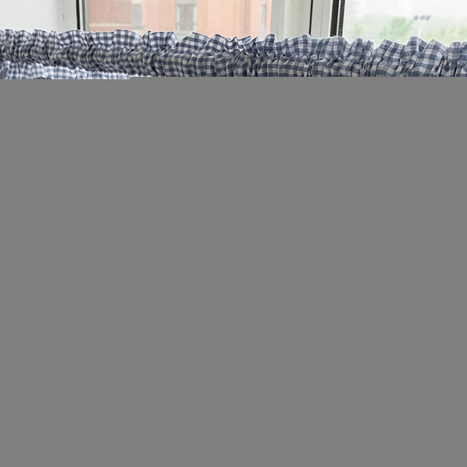 LUNEZY Kitchen Curtain,Voile Curtains Tier Curtains,Country Style Bistro Curtain,Small Cafe Curtains,Checkered Gingham Short Store Curtains,Short Half Window Valance Curtain for Balcony B