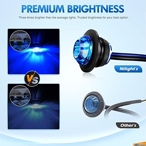 Image of Nilight 3 /4 inch Round LED Clearance Marker Lights,Blue, 10-Pack