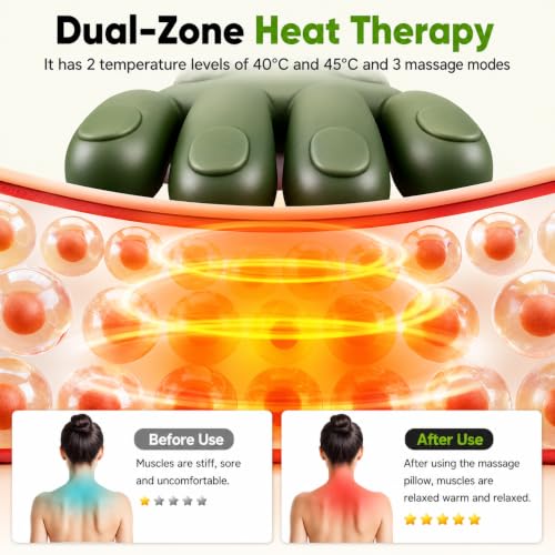 Image of ONESTA Electric Neck Massager with Heat Deep Tissue 4D Kneading Massage Pillow for Neck & Shoulder Pain Relief Portable Rechargeable Cervical Massager Machine for Home Office & Travel