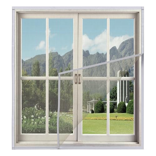 Woodluck Customizable Mosquito Net for Window | Ivory 50 cm x 50cm | Pre-Stitched Mesh | Easy DIY Installation | Net for Windows for Mosquito Insect Protection | Washable Window Mesh for Mosquito