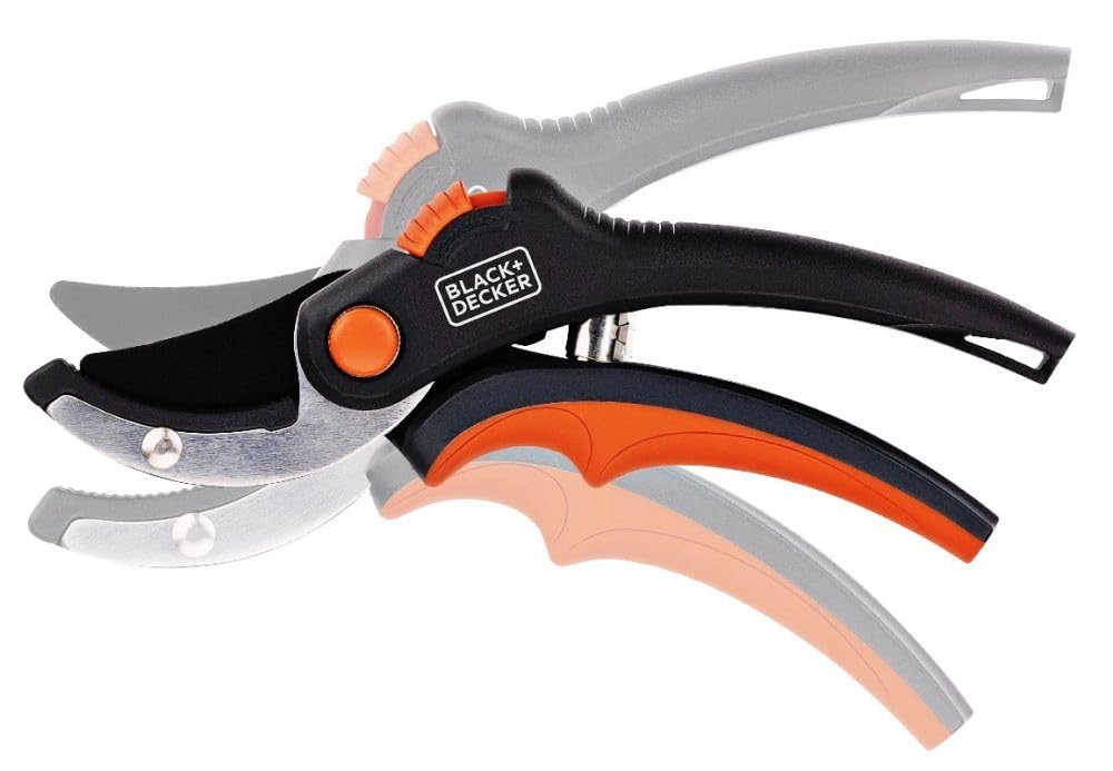 Black+Decker Nożyce ogrodowe – wydajność cięcia 14 Ø – ostrze ze stali hartowanej – uchwyt z miękkim uchwytem – 20 x 6 x 1,6 cm – nożyce do kwiatów – nożyce ogrodowe – nożyce do żywopłotu