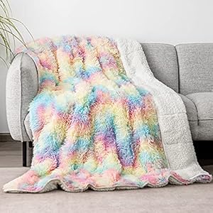 Cottonblue Faux Fur Weighted Blanket 15 lbs for Adult 48×72 Inches, Plush Shaggy Fluffy Throw Blanket Twin ​Size, Cozy…