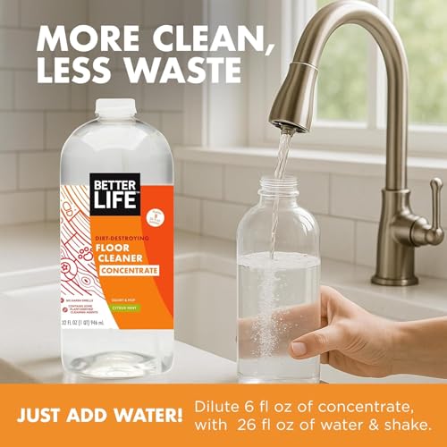 Image of Better Life Floor Cleaner Concentrate - Liquid Multipurpose Cleaner for Wood, Tile, Laminate, Vinyl, Bamboo - Hardwood Floor Cleaner for Mopping - Citrus Mint 1 Gal Concentrate