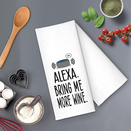 Rzhv Alexa, Bring Me More Kitchen Towel, Funny Speakers Dish Towel Gift For Women Sisters Friends Mom Aunty Hostess Music Lover, Housewarming New Home, Dish Towel With Sayings #TOP3