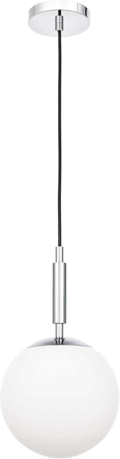 Pendant Light Kitchen Island, 8" Globe Pendant Lighting Fixture, Adjustable Ceiling Hanging Light Over Sink Dining Table Bedroom Bathroom Chrome