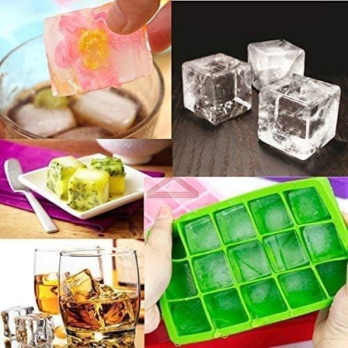 Image of Ice Cube Tray Flexible Silicone Create Square Ice Cube Mold Makes 15 Cube - Perfect Ice Cubes Ice Cube Maker