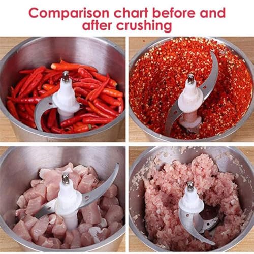 Image of Electric Meat Grinder & Food Chopper, 700W Powerful Motor, 2L Stainless Steel Bowl, 3 Speed Settings | Multipurpose Meat Mincer for Meat, Vegetables, Garlic, Onion, Nuts