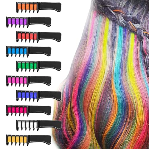 10 unidades de tiza para el pelo, color de pelo claro temporal, color crema, regalos para niñas para niños 4 5 6 7 8 9 11+ años