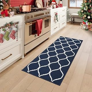 COSY HOMEER Kitchen Mats Rug, 60 x 120cm, Non-Slip Kitchen Floor Mat Machine Washable Kitchen Runner Rug for Kitchen, Entryway, Laundry Room, Blue