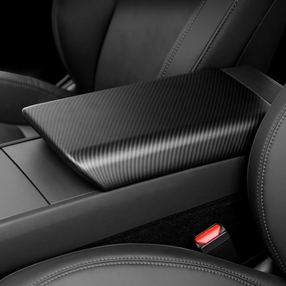 frani Copertura per bracciolo della console centrale progettata per Tesla Model 3 Highland 2024-2026 e Model Y Juniper 2026 Refresh, antiscivolo progettata con EZ Snap On Install - texture in fibra di