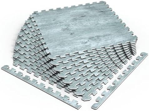 Decor by NORSK Reversible Interlocking Faux Wood Foam Floor Tiles, 24 X 24 X .47", 4-Pack, 16 Square Feet, Charcoal/Black