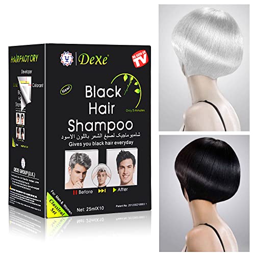 Yuolita 10 Pcs Black Hair Dye Shampoo For Men Women, Instant Hair Dye Natural Hair Natural Ingredients Simple To Use Lasts 30 Days Hair Dye Shampoo Great Choice For Woman & Man #TOP4