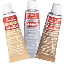 AMACO Rub n Buff Wax Metallic Finish 3 Color Kit - Antique Gold Silver Leaf and Gold Leaf 15ml Tubes - Versatile Gilding Wax for Finishing Furniture Antiquing and Restoration - 3 Rub and Buff Colors