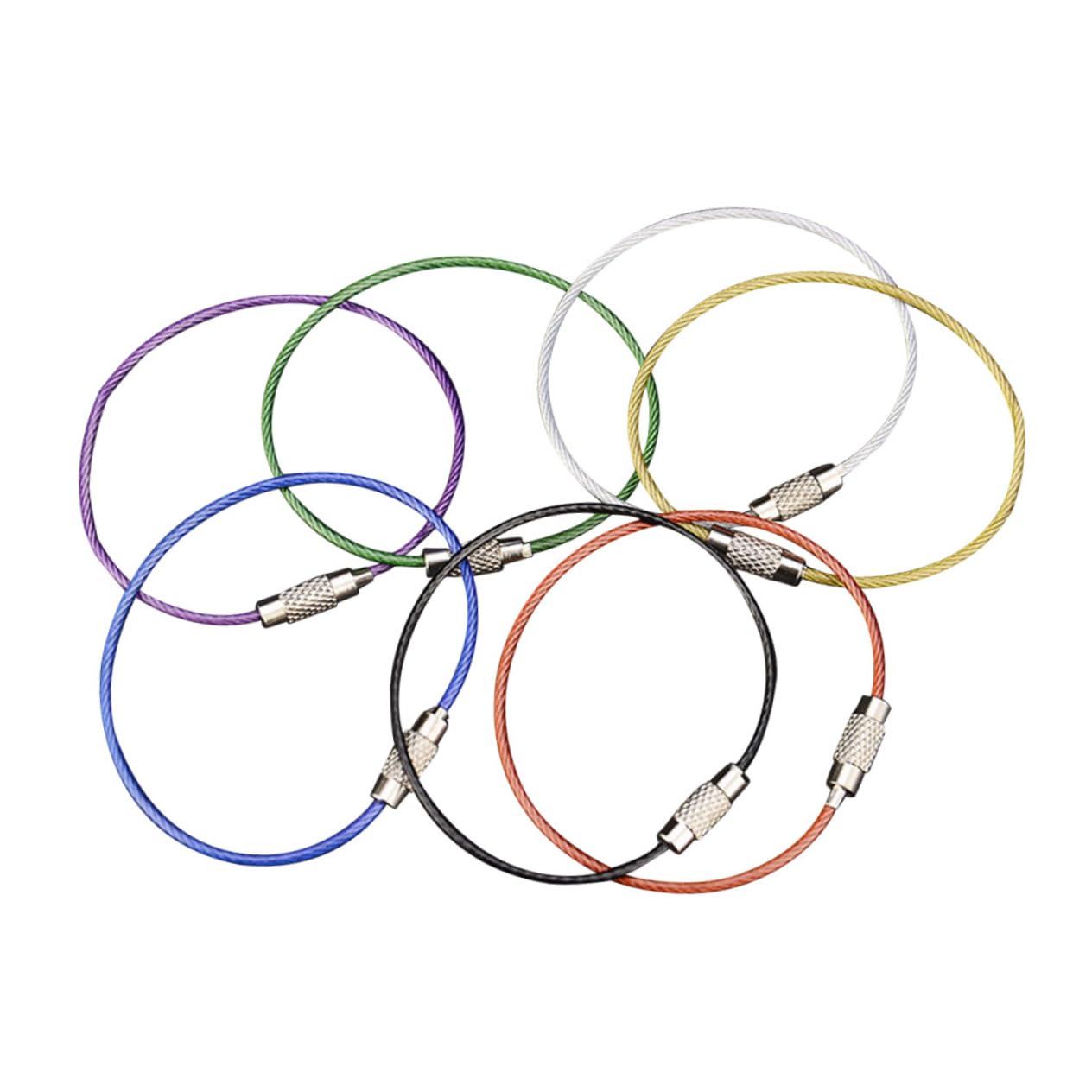 VILLFUL 7pcs Stainless Steel Wire Chain Heavy Duty Wire Ring Steel Wire Loop