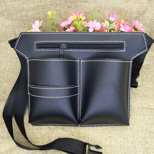 VIVIIHOO Friseurtasche mit Gürtel, Werkzeugtasche Friseur aus PU-Leder, Schwarz Professional Salon, Friseurtaschen Leder für Schere, Kämme, Klipse, Razor