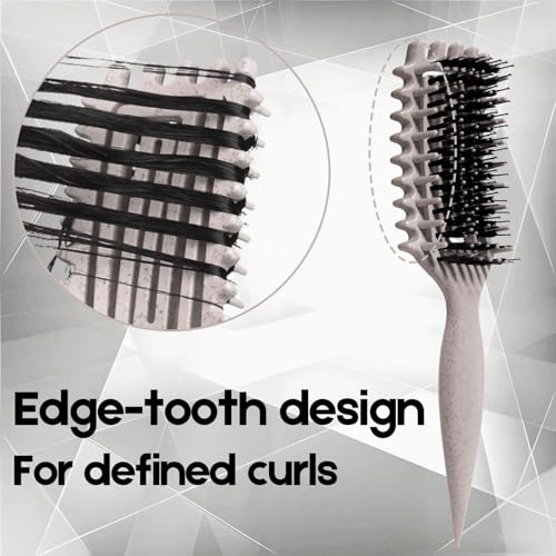 Image of Curly Hair Brush Candybrush Curl Defining Brush for Detangling Shaping and Defining Curls for Women, Men, Wet & Dry Hair (Black Beige)